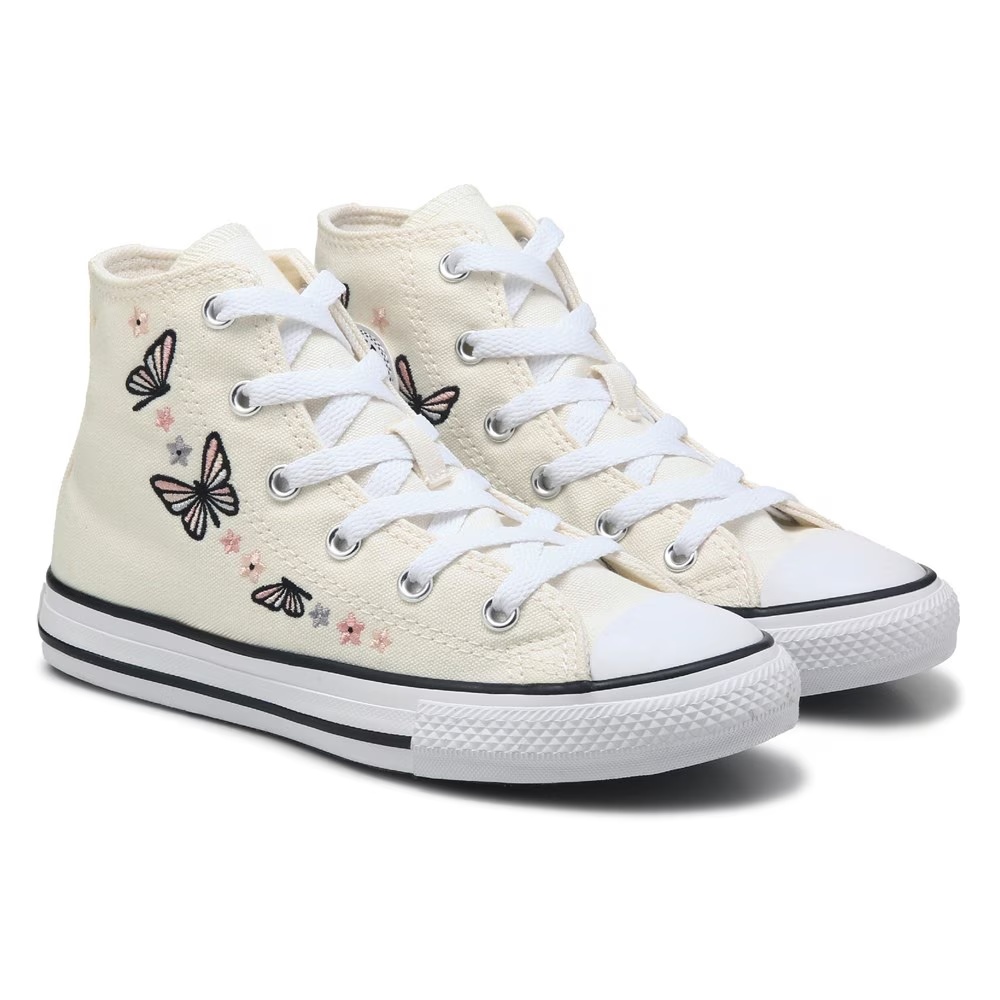 

Детские кеды chuck taylor all star высокие little kid Converse, off white butterfly