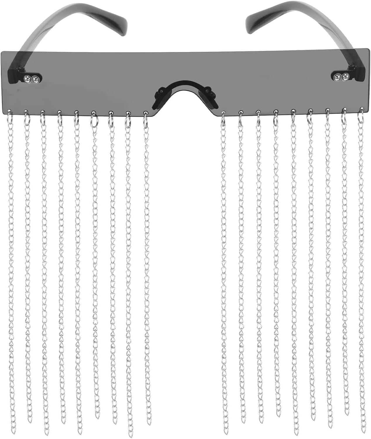 

Солнцезащитные очки в стиле ретро с кисточками, серыми линзами и цепочкой со стразами, модные очки для вечеринок, декоративный аксессуар для сценических выступлений Hemobllo, Multi