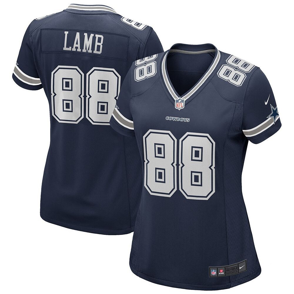 

Женская футболка Nike CeeDee Lamb темно-синего цвета Dallas Cowboys Game, цвет Cow Navy