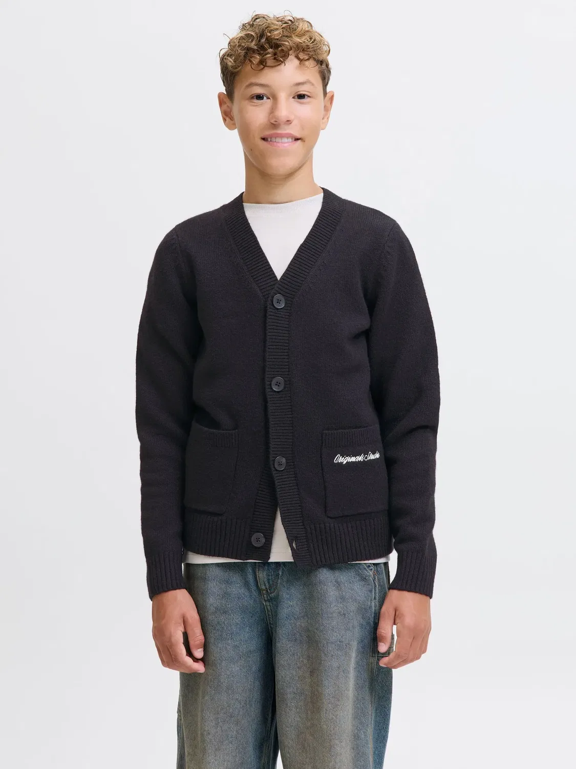 Стриккардиган вязаный JACK & JONES Junior, черный — фото 3