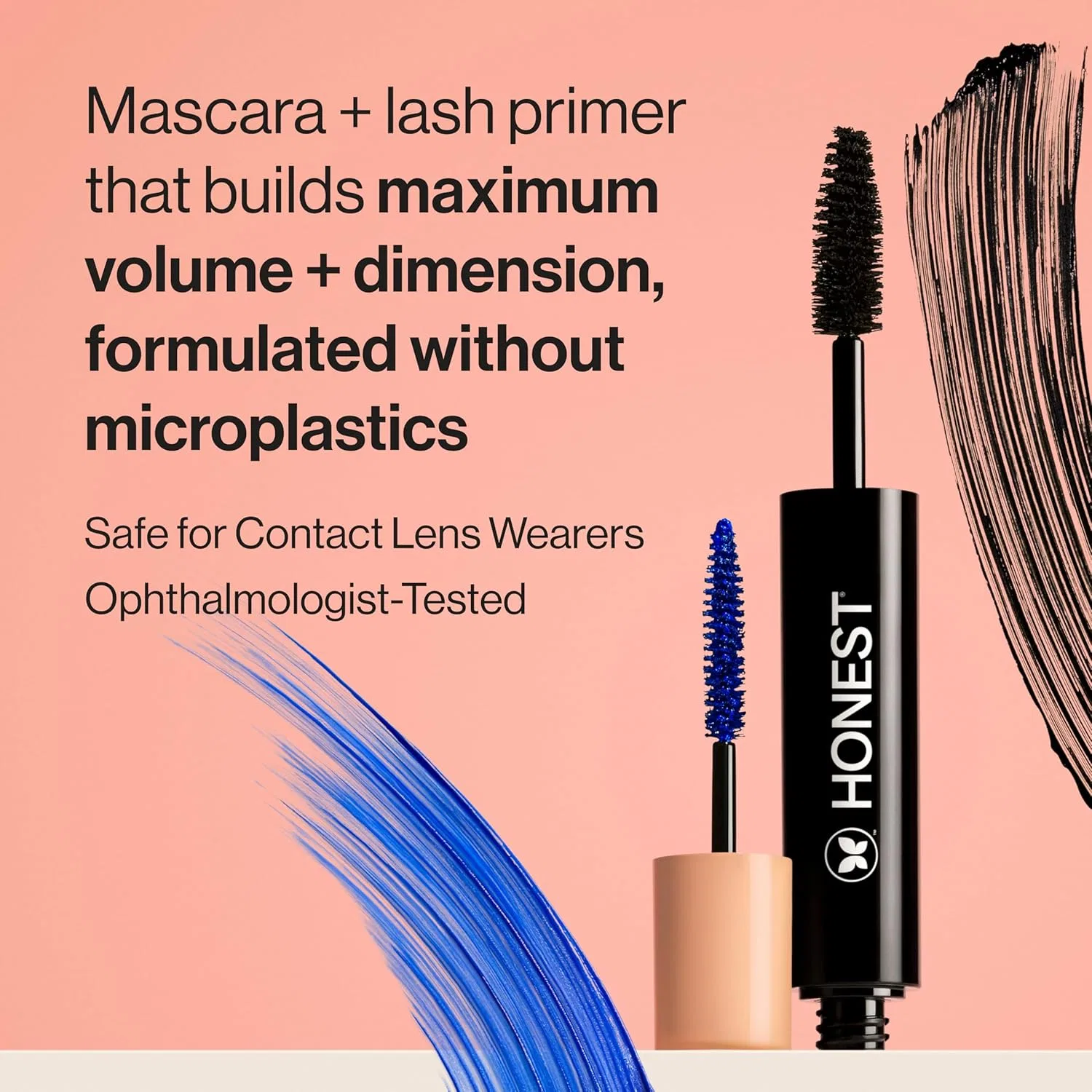 Тушь для ресниц 2-в-1 с праймером и касторовым маслом Honest Beauty, черная, 0.28 унции — фото 2