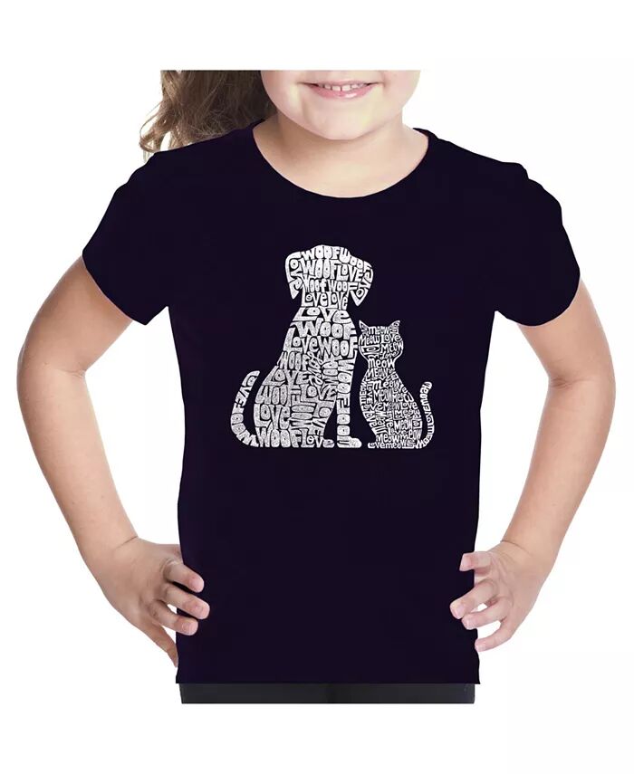 

Футболка Big Girl's Word Art - Собаки и кошки LA Pop Art, черный