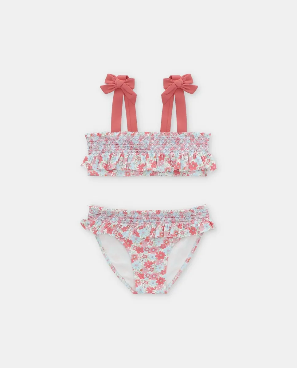 

Детский купальник для девочки с цветочным принтом в коралловом цвете Martín Aranda, коралловый