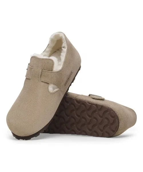 Унисекс слипоны с мехом London BIRKENSTOCK бежевые — фото 2
