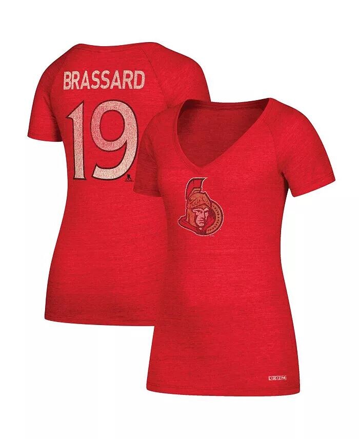 

Женская красная футболка с v-образным вырезом имени и номера Derick Brassard Ottawa Senators Ccm