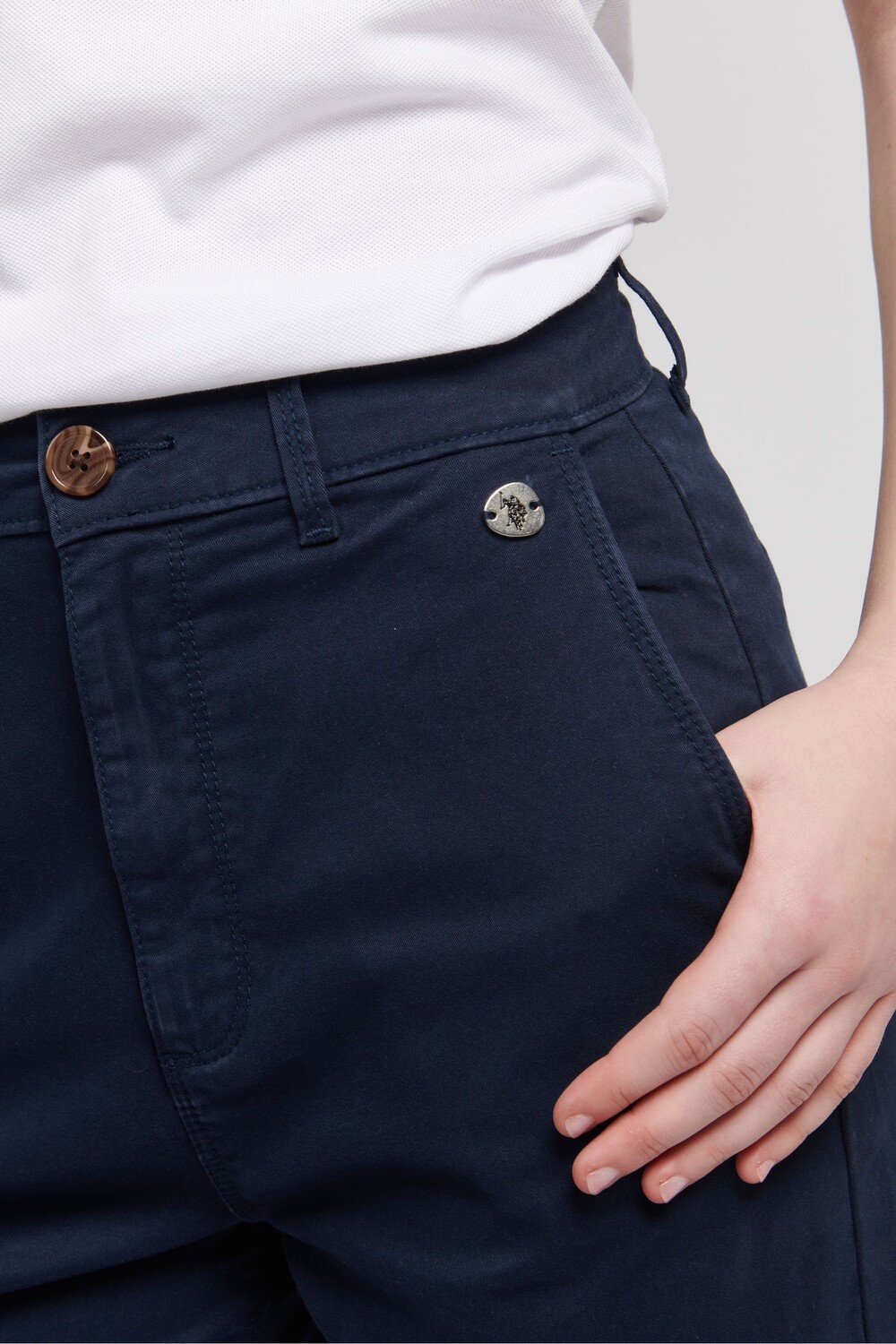 Женские классические шорты-чиносы U.S. Polo Assn, синий — фото 2