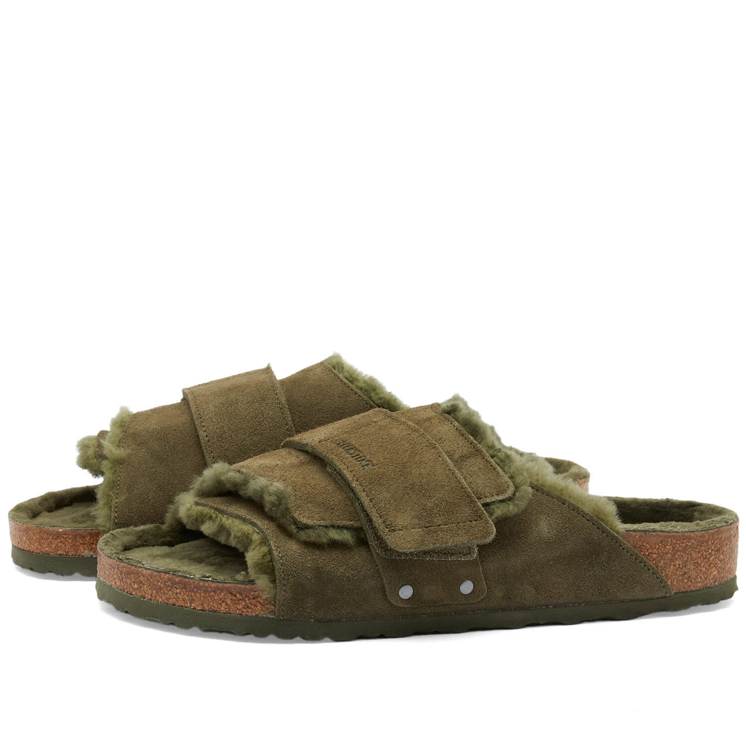 

Сандалии Birkenstock Kyoto Shearling, цвет Thyme Suede