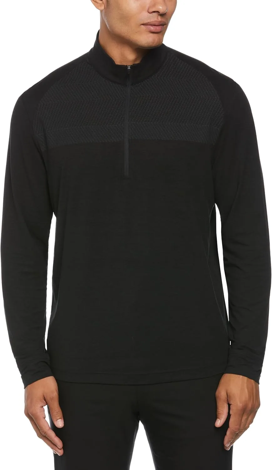 

Perry Ellis мужская 1/4 молнии длинный рукав Heather Stretch гольф пуловер, защита от солнца водоотталкивающий