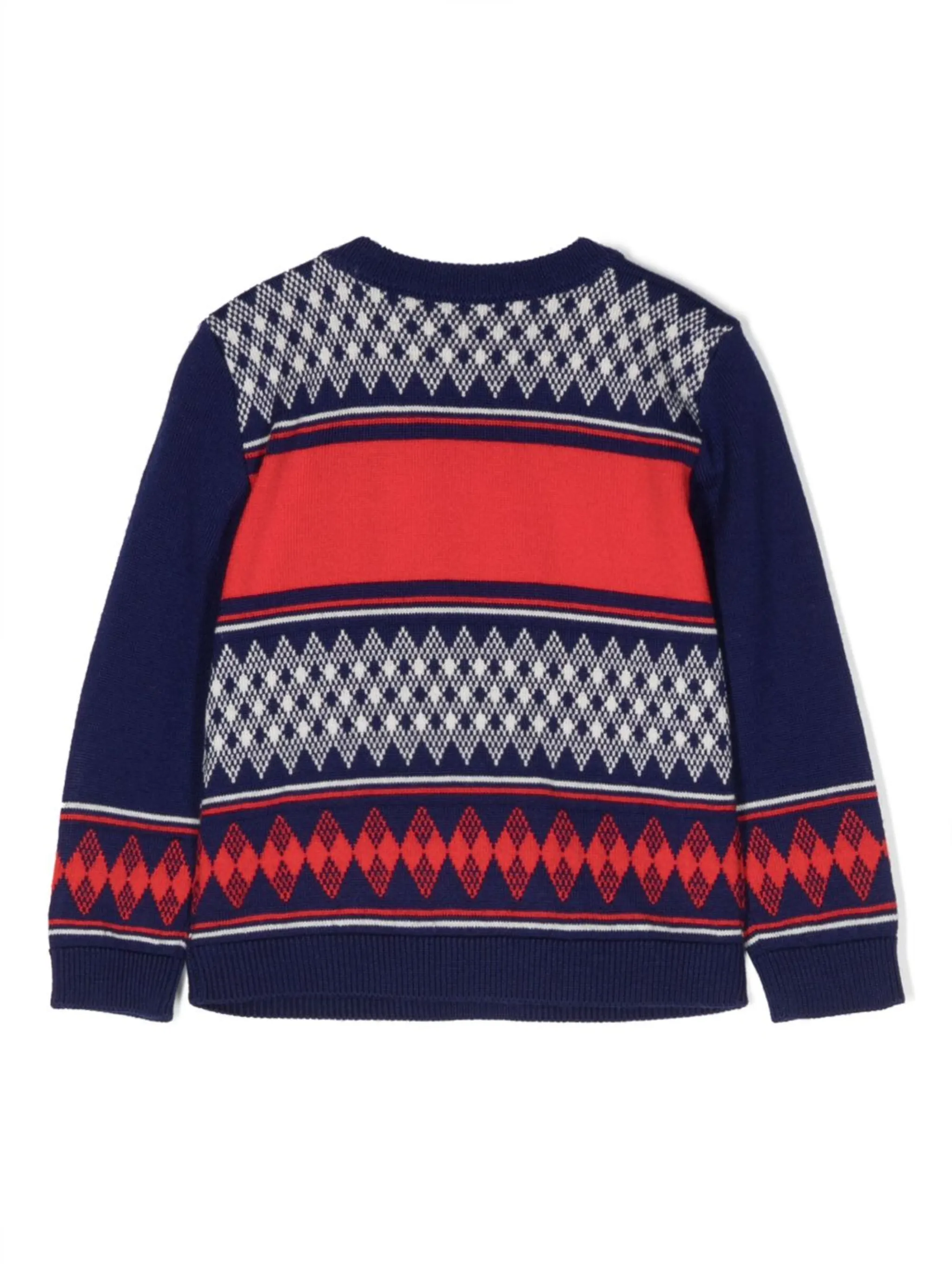 Шерстяной джемпер с узором Gucci Kids, синий — фото 2