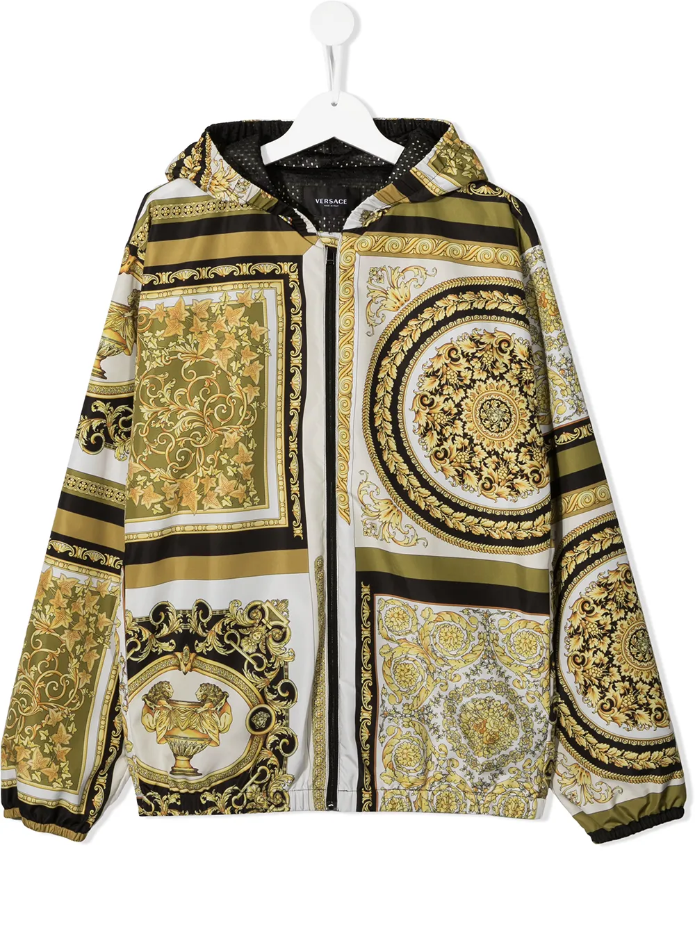 

Куртка с капюшоном и принтом Barocco Versace Kids, желтый