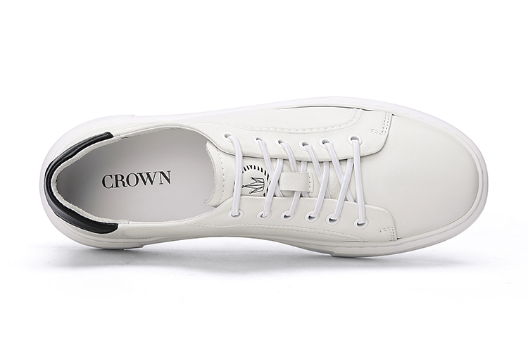 Мужские белые скейтерские кеды Low Top на размер больше CROWN — фото 3