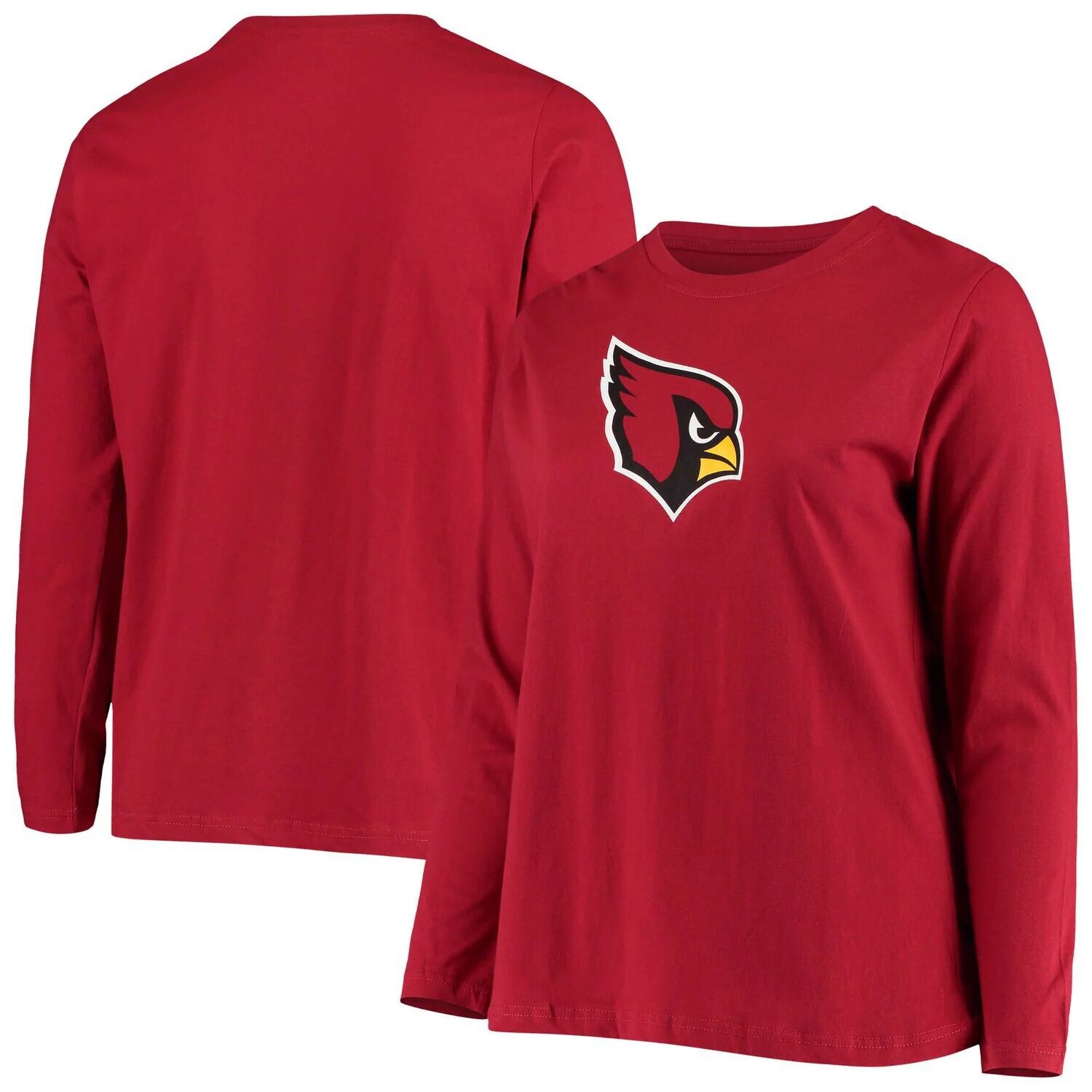 

Женская футболка Fanatics с фирменным логотипом Cardinal Arizona Cardinals размера плюс с длинным рукавом и основным логотипом Fanatics