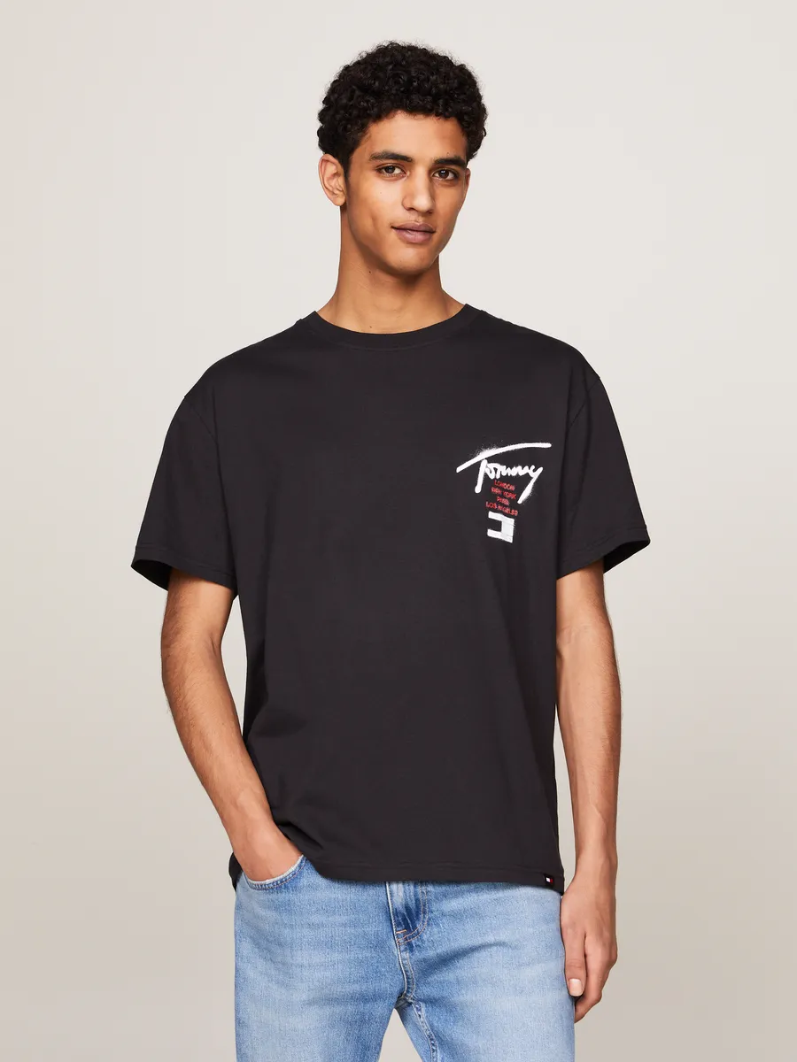 

Футболка Tommy Jeans "TJM REG GRAFFITI SIG TEE EXT" с надписью-логотипом, черный