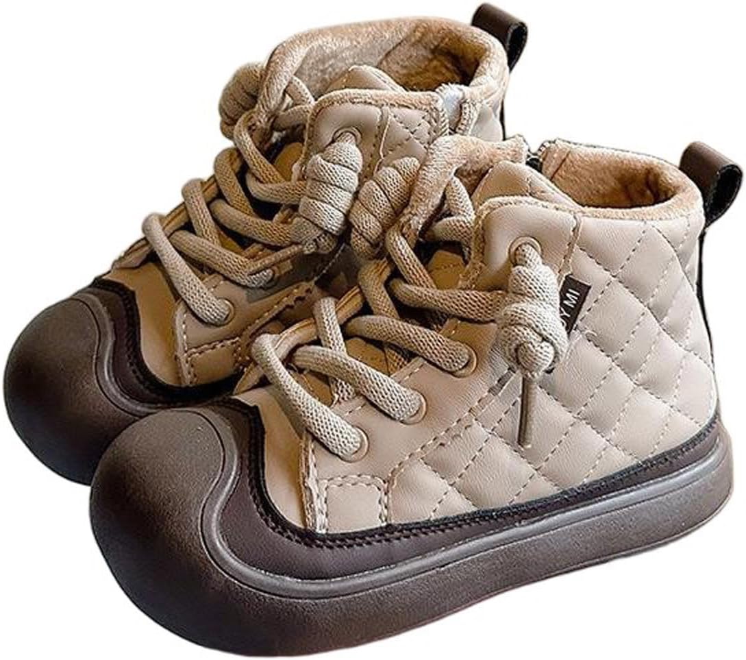 

Детские зимние ботильоны для девочек с меховой подкладкой, шнуровкой, из искусственной кожи, ковбойские короткие сапожки для детей 2-11 лет Zzalalana, Khaki