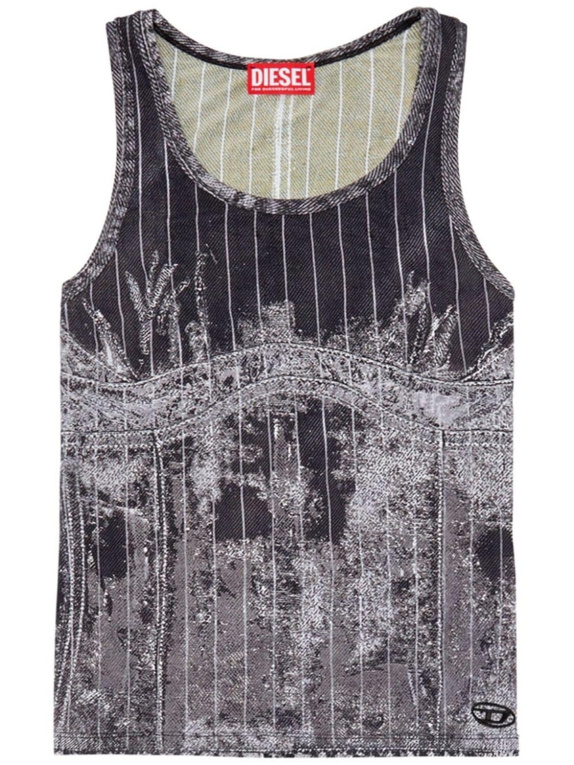 

Diesel топ T-Stripe с вышитым логотипом, черный