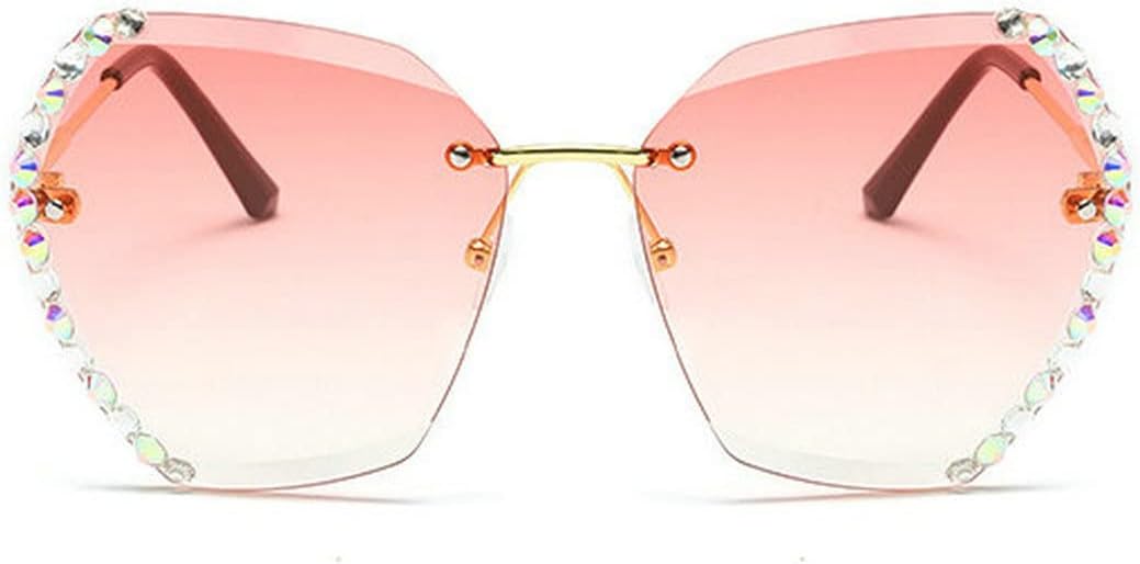 

COTIA 2022 Винтажные модные солнцезащитные очки большого размера без оправы для женщин, украшенные бриллиантами и стразами, ретро-квадратные солнцезащитные очки для женщин, Pink