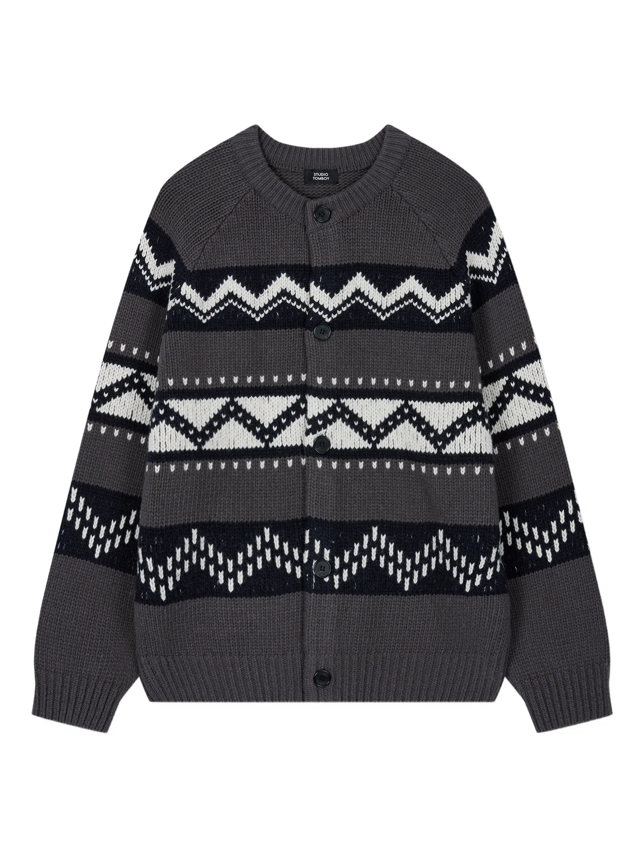 

Кардиган с круглым вырезом Fair isle Studio Tomboy, серый