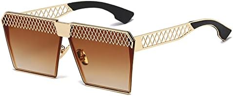 

Солнцезащитные очки большого размера 2027 года для женщин и мужчин, в стиле ретро, ​​для вождения автомобиля, с защитой от УФ-излучения UV400, металлические солнцезащитные очки MTZJH, Gold Tea