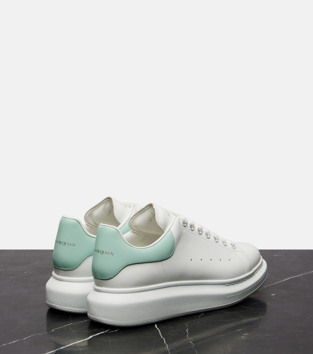 Массивные кожаные кроссовки McQueen, White/Spearmint — фото 2