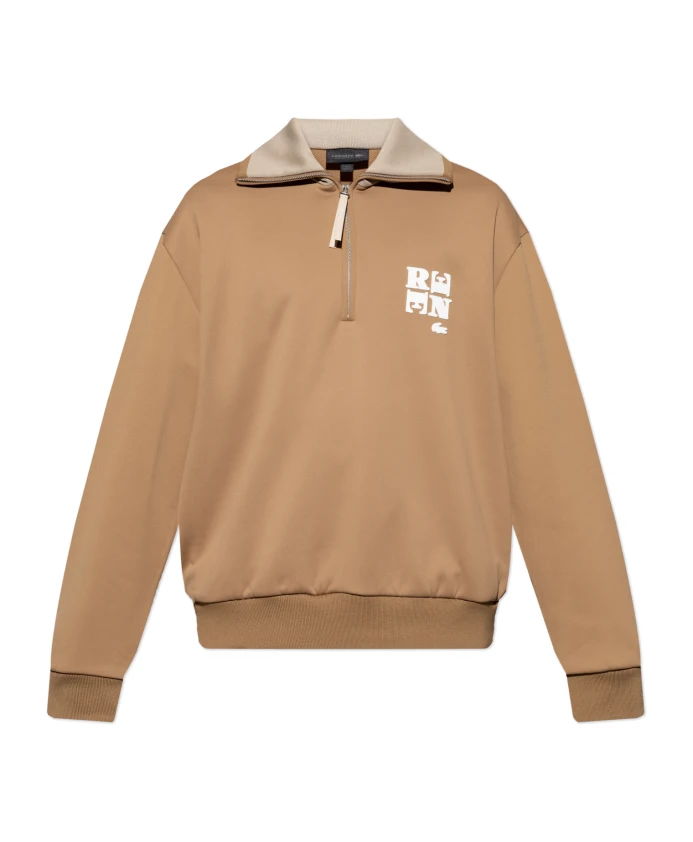 

Толстовка с высоким воротником на молнии с акцентом в виде значка, как на показе мод. Lacoste, бежевый