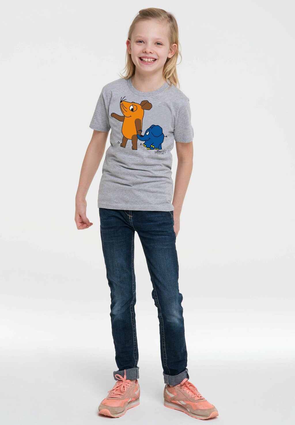 Футболка с принтом SENDUNG MIT DER MAUS ELEFANT LOGOSHIRT, цвет Mottled Grey — фото 2