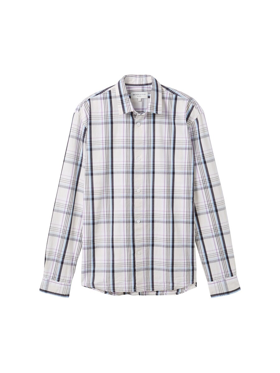 

Клетчатая рубашка TOM TAILOR DENIM Regular fit Button Up Shirt, белый