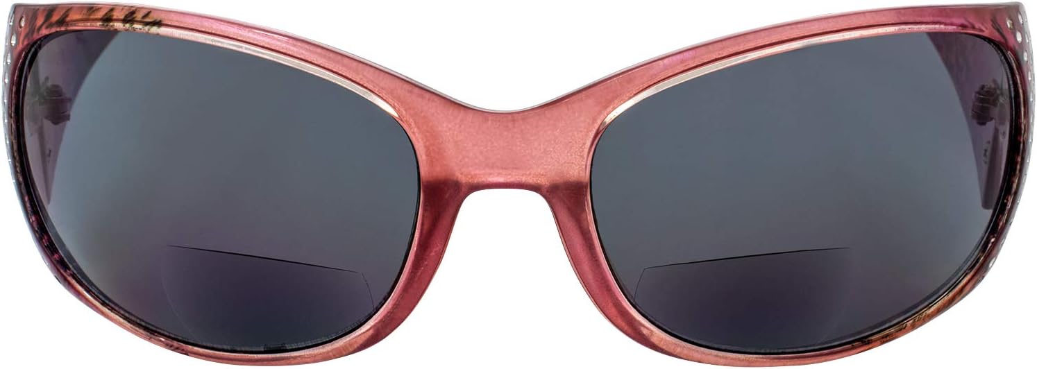 

Комплект из 2 женских мотоциклетных солнцезащитных очков Global Vision Galaxy с бифокальными линзами, хромированными стразами, черно-розовой оправой и дымчатыми линзами 3.0 Mag, Smoke