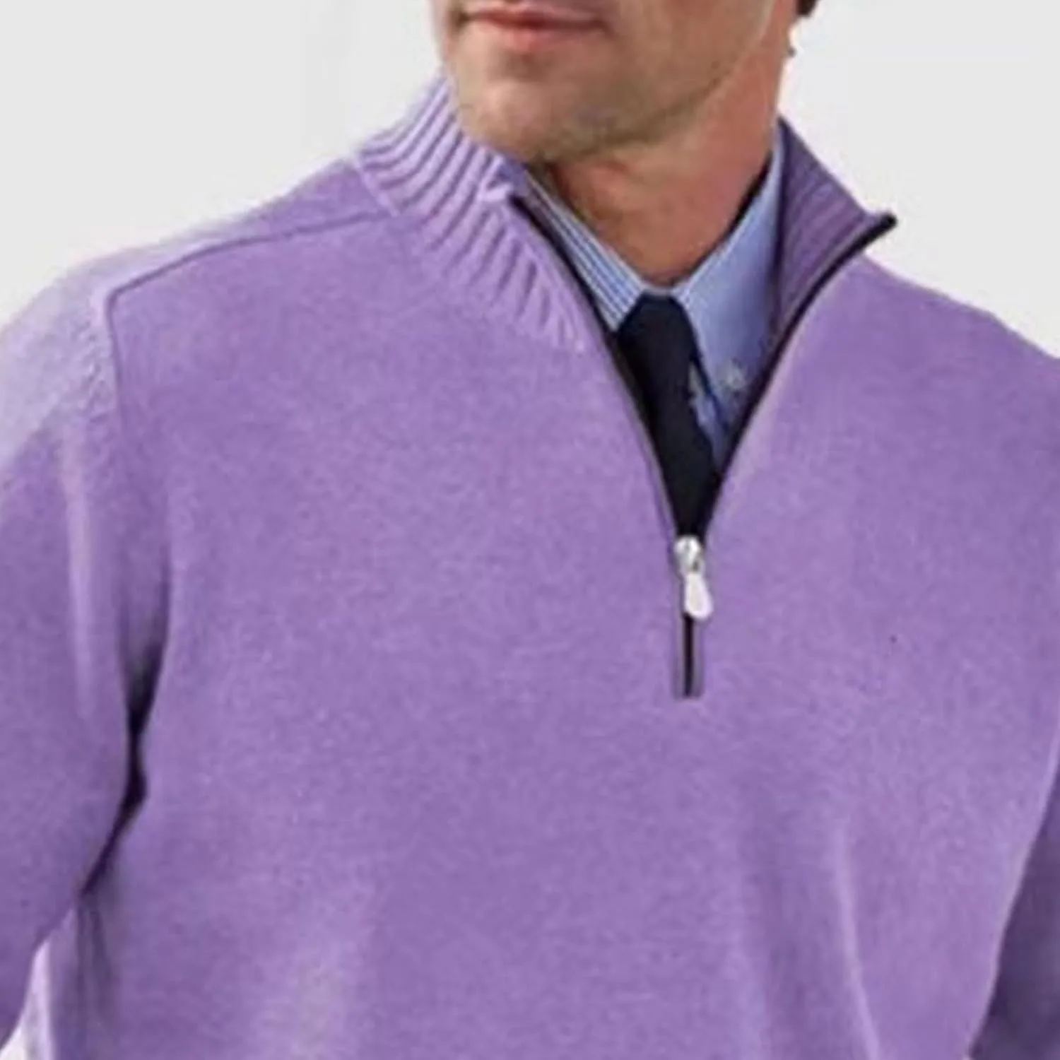 Men's Soft Touch Quarter-Zip Sweater Male Casual Quarter-Zip Knit Sweaters 1/4 Zip Knitted Sweater for Men — фото 2