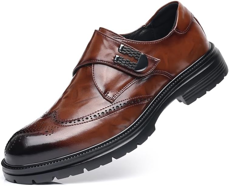 

Мужские модные туфли-оксфорды в стиле монашеской рубашки, мужские вечерние смокинги, дышащие низкие кеды для вечерних костюмов, деловая повседневная рабочая обувь Meixi Mobile, коричневый
