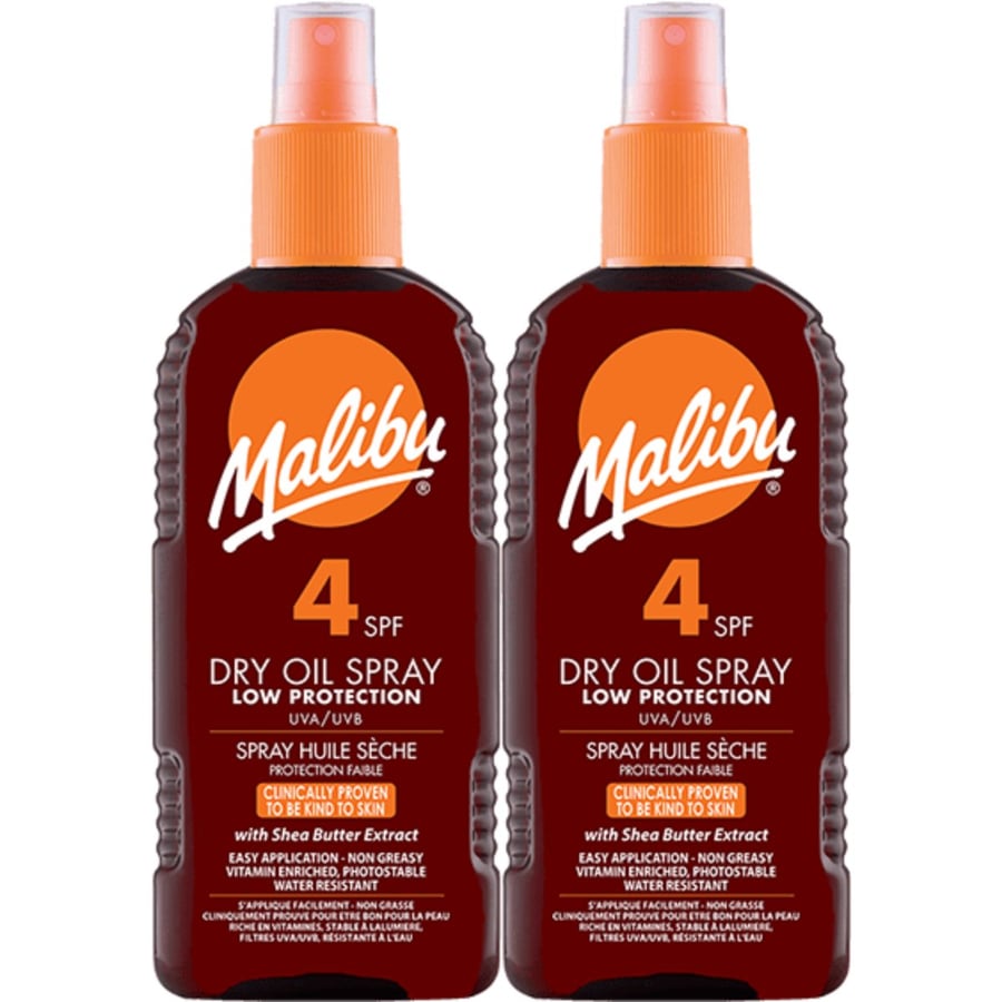 

Масло для загара Malibu Dry Oil Spray SPF4 200 мл x2 шт.