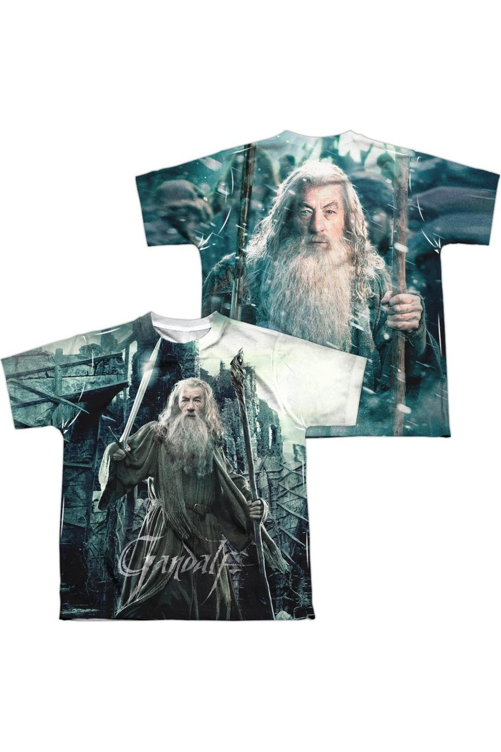 

Футболка с коротким рукавом для детей "Хоббит-волшебник" (спереди/сзади) Gildan, белый