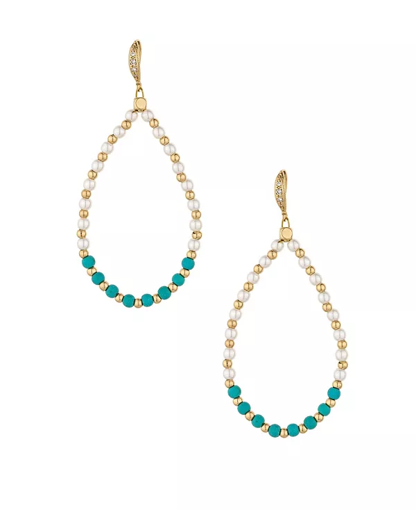 

Овальные серьги из бирюзы и искусственного жемчуга Ettika, gold-tone