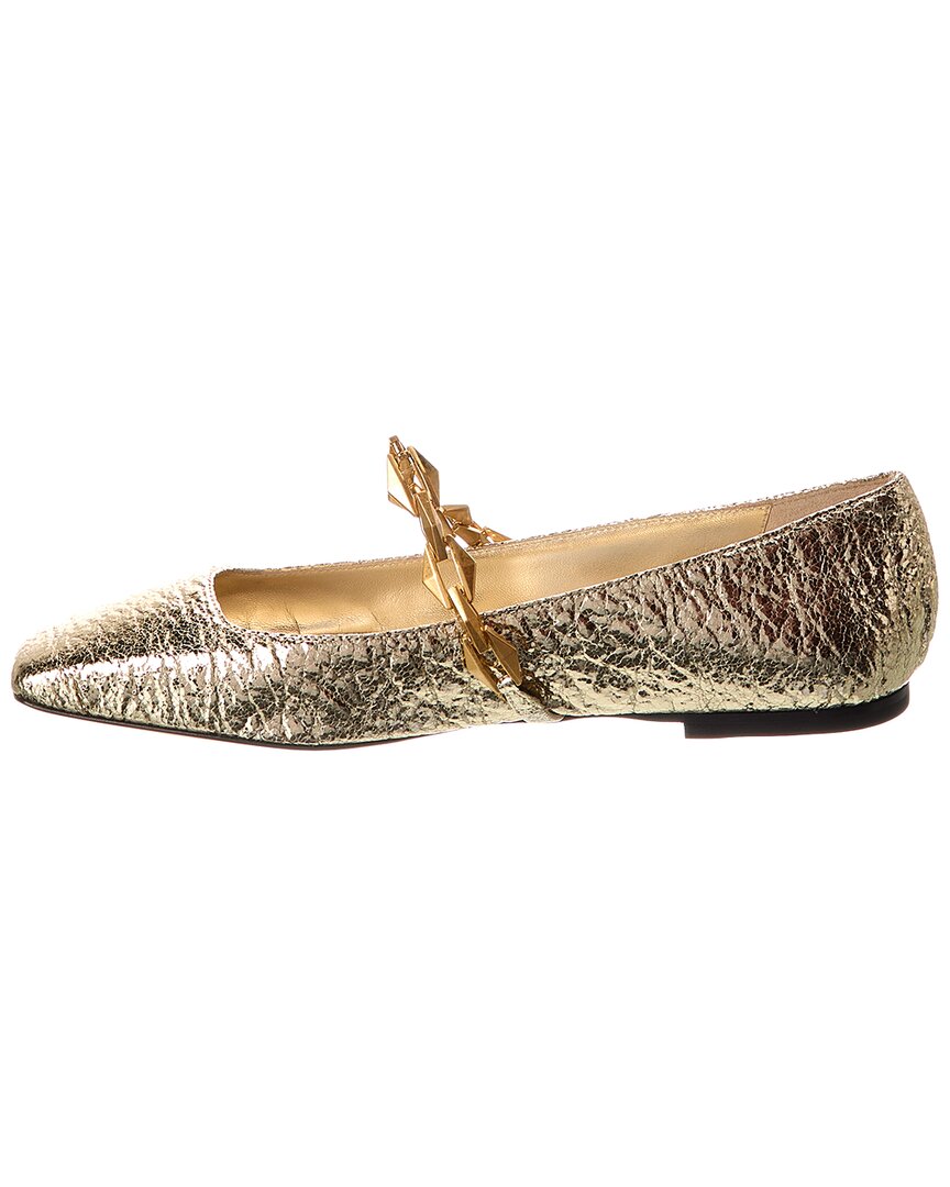 Туфли-лодочки Jimmy Choo Diamond Tilda из кожи на плоской подошве, золотой — фото 2
