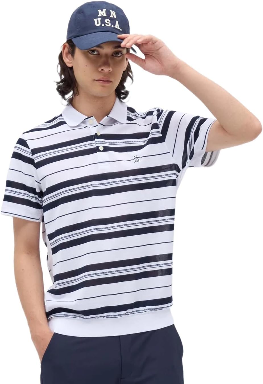 

Мужская рубашка-поло Manning Wear MG5FHS20M с коротким рукавом, отделка по краю, влагоотводящая, быстросохнущая, свободного кроя, произведено в Японии Munsingwear, белый