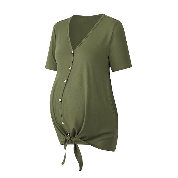 

Женская блузка для беременных с v-образным вырезом и коротким рукавом Yesfashion, Green