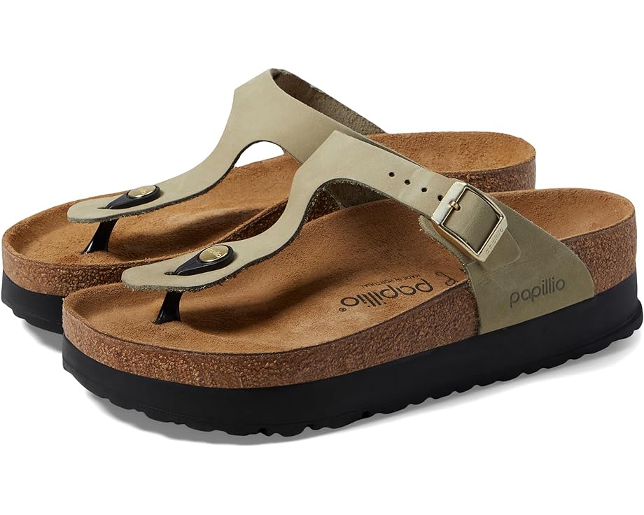 

Сандалии Birkenstock Papillio by Birkenstock Gizeh Platform - Nubuck, цвет Eucalyptus