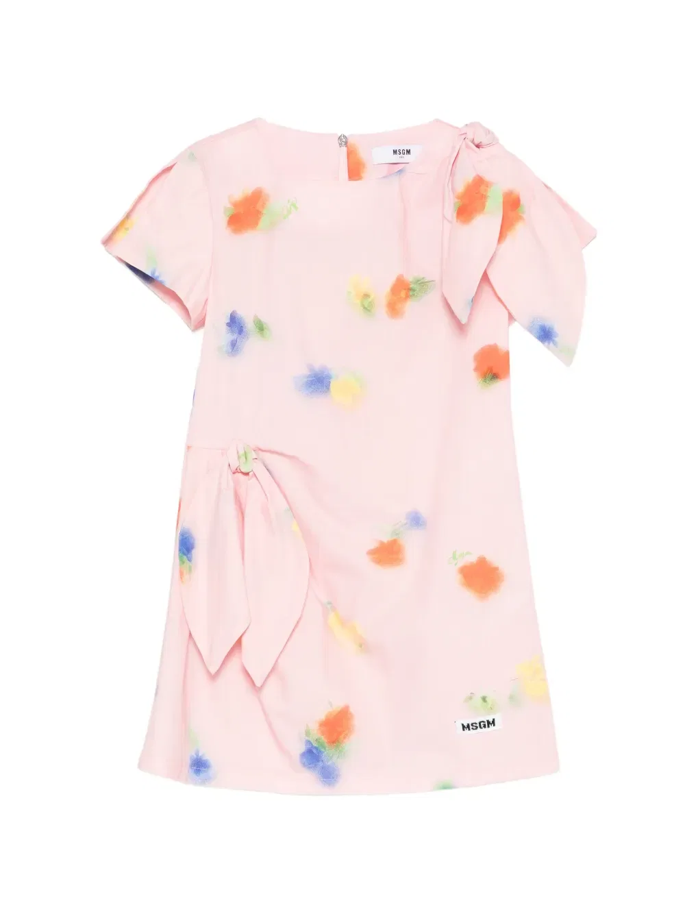 Платье с цветочным принтом и бантом Msgm Kids, розовый