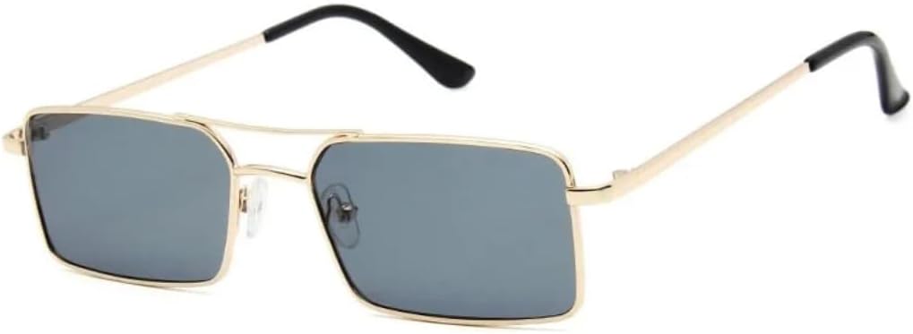 

Винтажные прямоугольные солнцезащитные очки с двойной перемычкой для женщин, металлическая оправа, прозрачные линзы Ocean Clear, мужские очки UV400 UATXTAU, Golden Gray