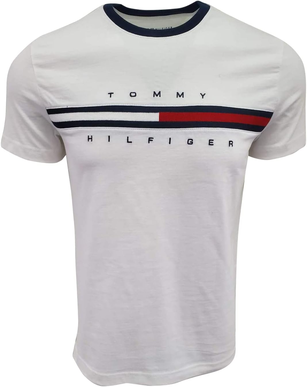 

Мужская футболка с коротким рукавом и фирменными полосками Tommy Hilfiger, Classic White, Белый, Мужская футболка с коротким рукавом и фирменными полосками Tommy Hilfiger, Classic White