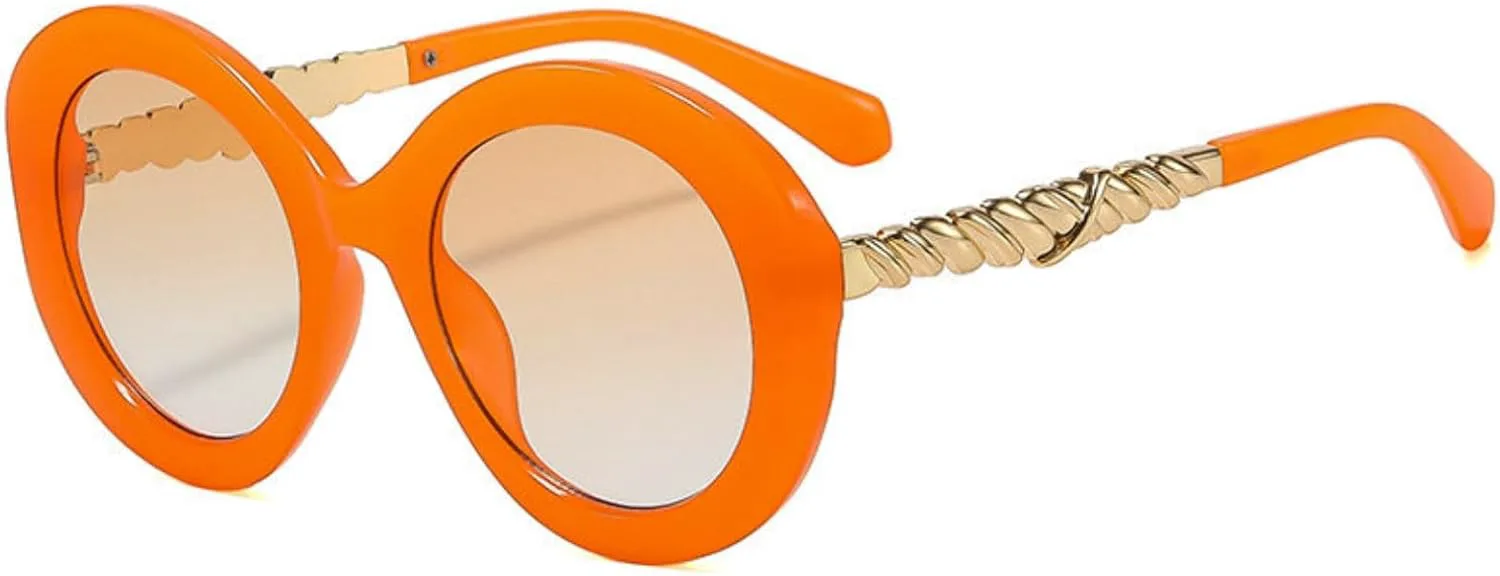 

Солнцезащитные очки Willochra Retro Oversized Round для женщин, в стиле 90-х, модные очки в золотой оправе, градиентные солнцезащитные очки для женщин, C4