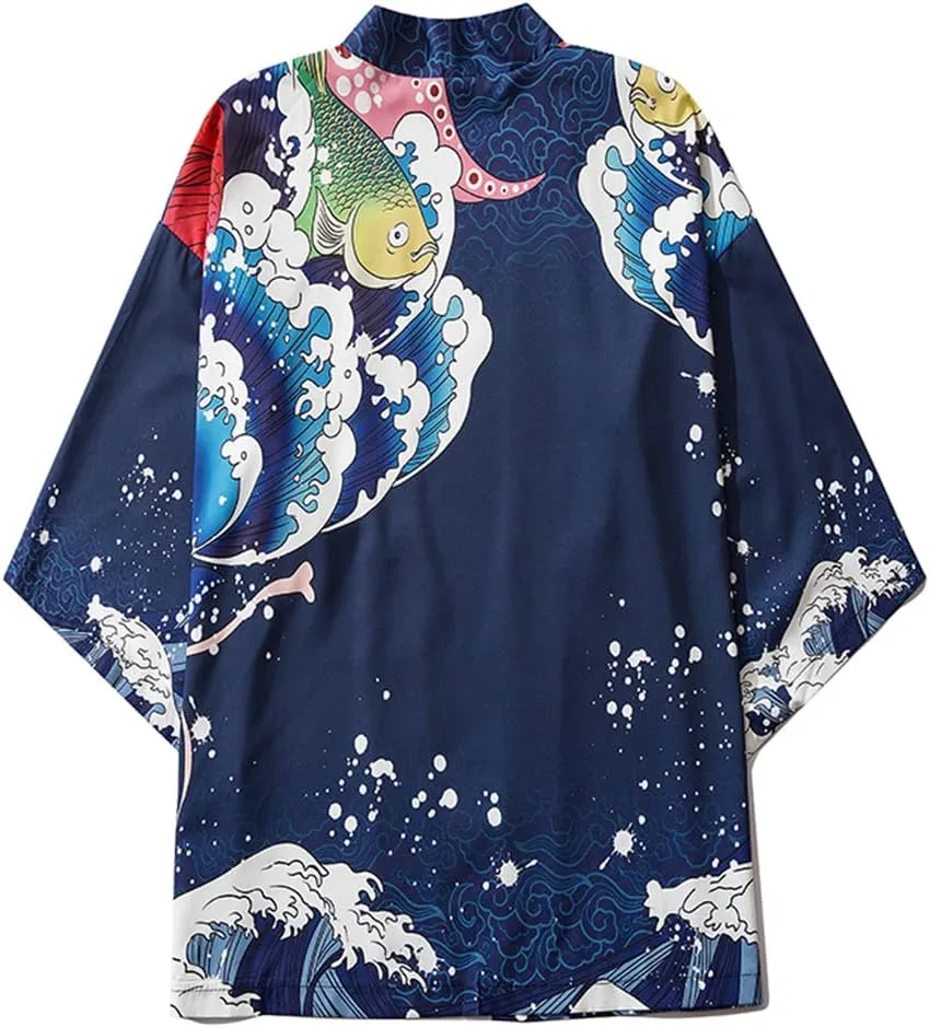 

Кардиган кимоно с принтом карпа для мужчин Bewellan