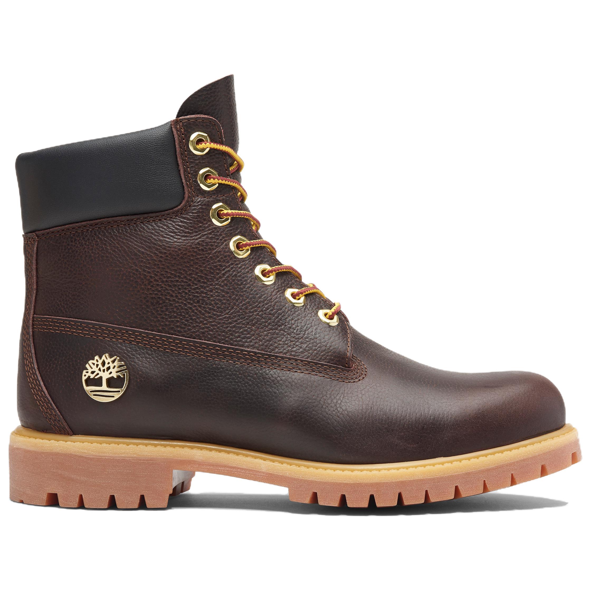 Мужские ботинки Timberland Мартин кожаные с золотыми люверсами, коричневый — фото 2