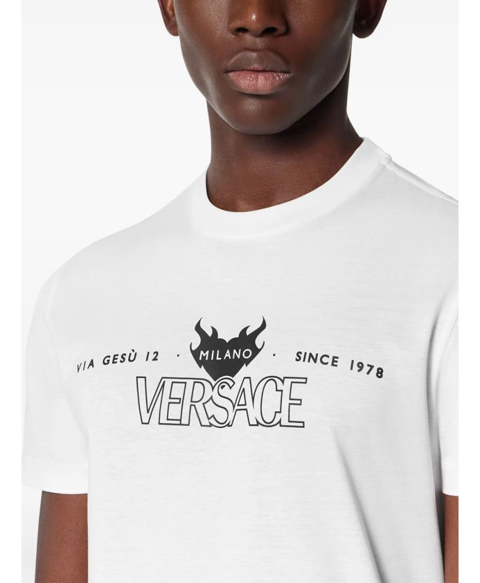 Белая хлопковая футболка классического кроя. Versace, белый — фото 3