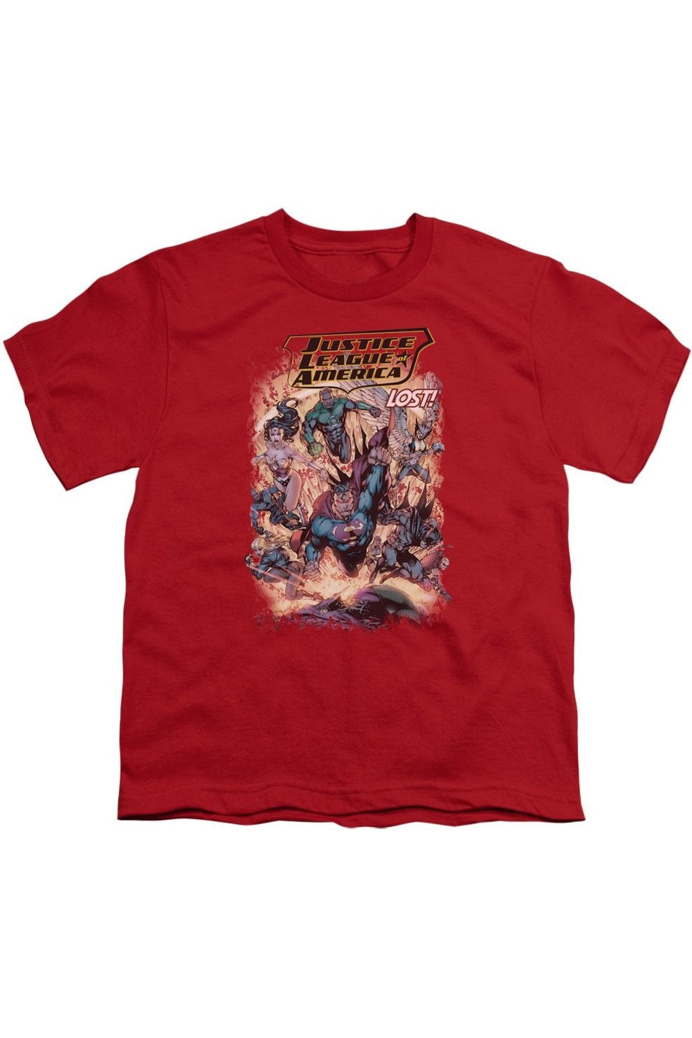 

Футболка с коротким рукавом для детей "Лига справедливости Америки" Lost Gildan, красный