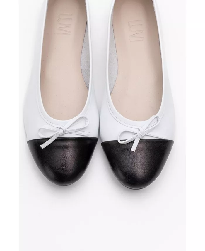 Балетки Rayne Cap Toe из кожи с мыском (женские) Forever & Always Shoes, белый — фото 4