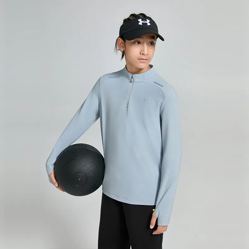 Футболка детская Under Armour Moderate Stretch Blue Mist Gray — фото 4