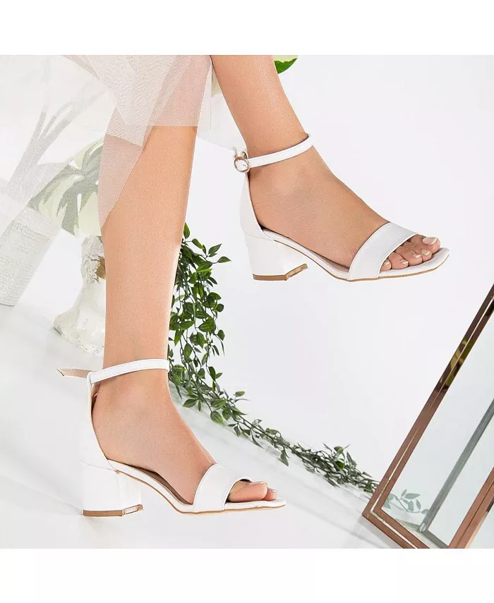 Айва сандалии на низком квадратном каблуке Forever & Always Shoes, белый — фото 2