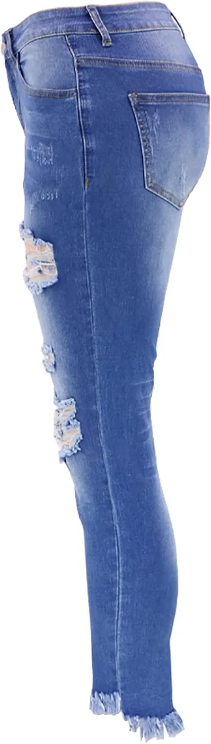 Женские скинни джинсы High Waisted Stretchy с эффектом Ripped Distressed — фото 4