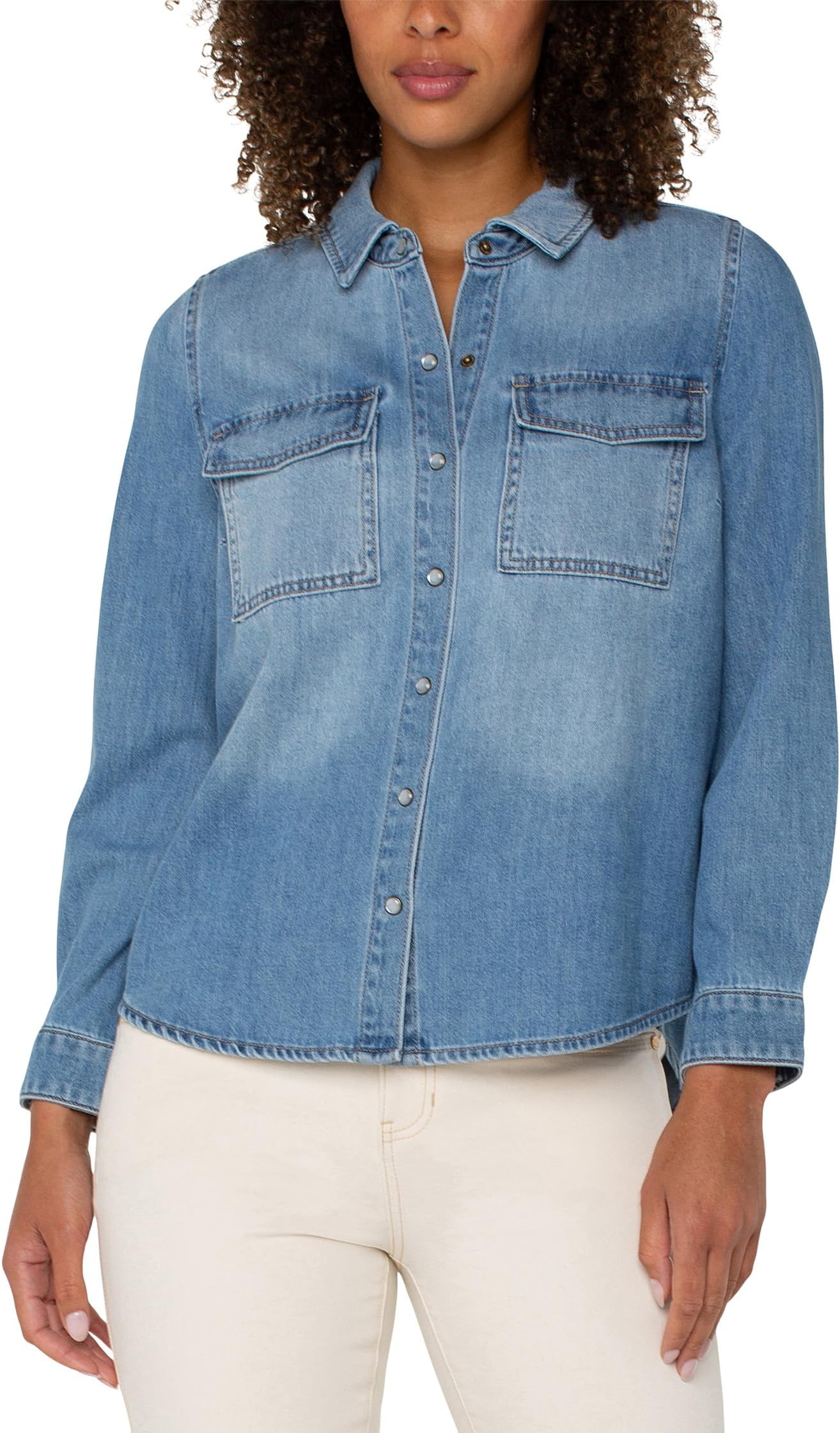 

Рубашка Liverpool Los Angeles Denim Shirt With Patch Pockets, цвет Laguna Nigel