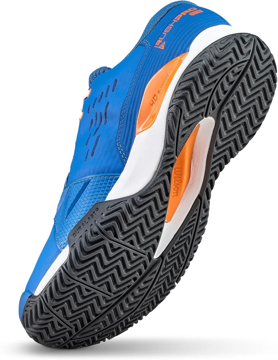 Кроссовки для тенниса Wilson Rush Pro Ace Junior, цвет Deja Vu Blue/Orange Tiger/White — фото 3